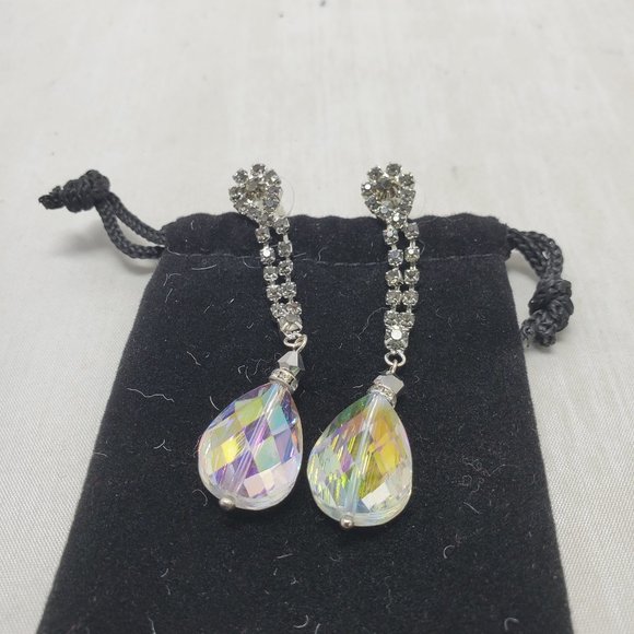 Ali Khan bridal rhinestone drop earrings - Picture 4 of 11